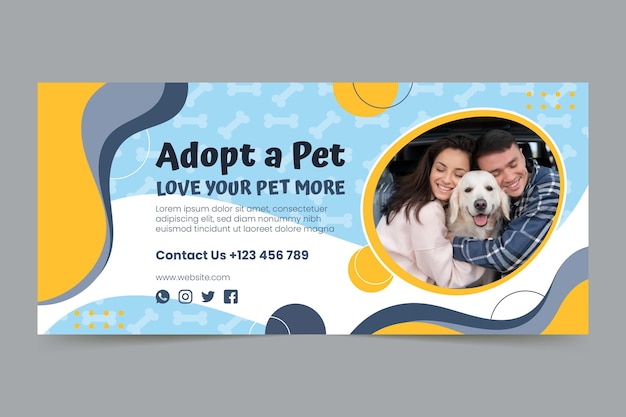 Adopt a pet horizontal banner template