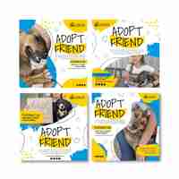 Free vector adopt a pet instagram posts set