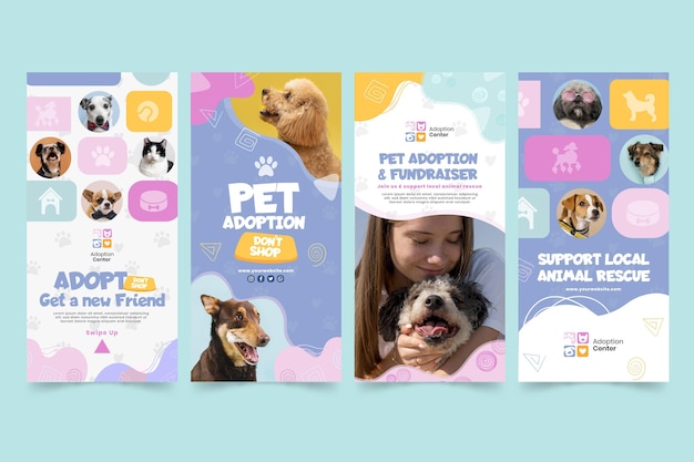 Free vector adopt a pet instagram stories template