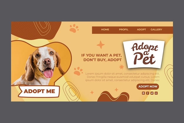 Free vector adopt a pet landing page template