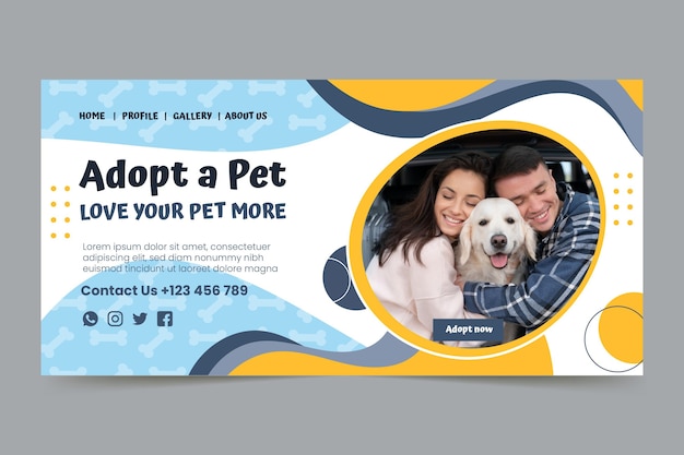 Free vector adopt a pet landing page template