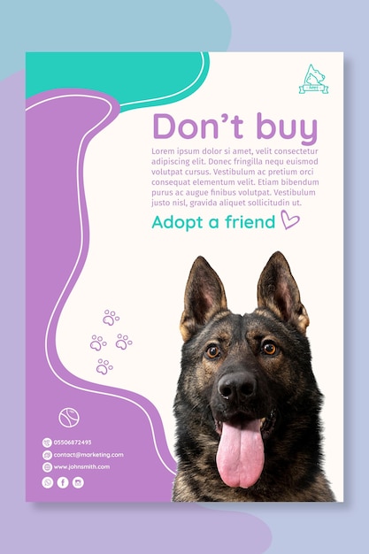 Free vector adopt a pet poster template