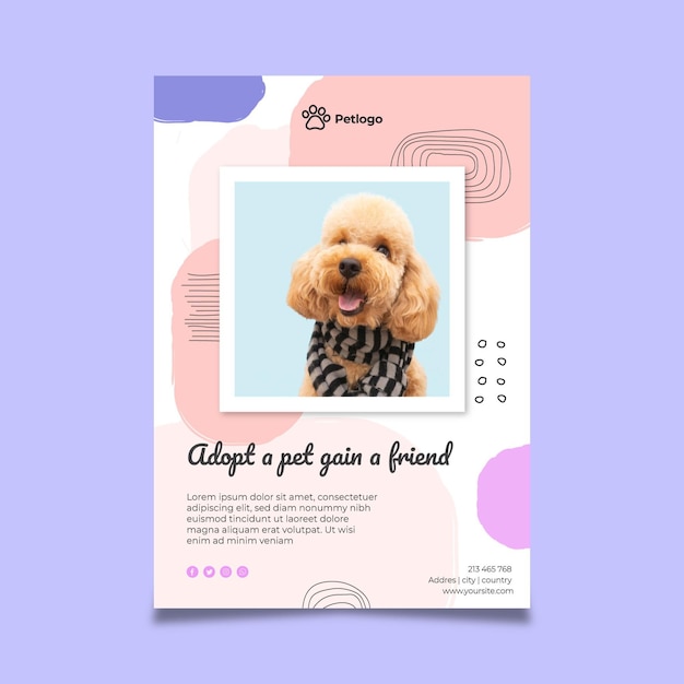 Free vector adopt a pet poster with cute animals