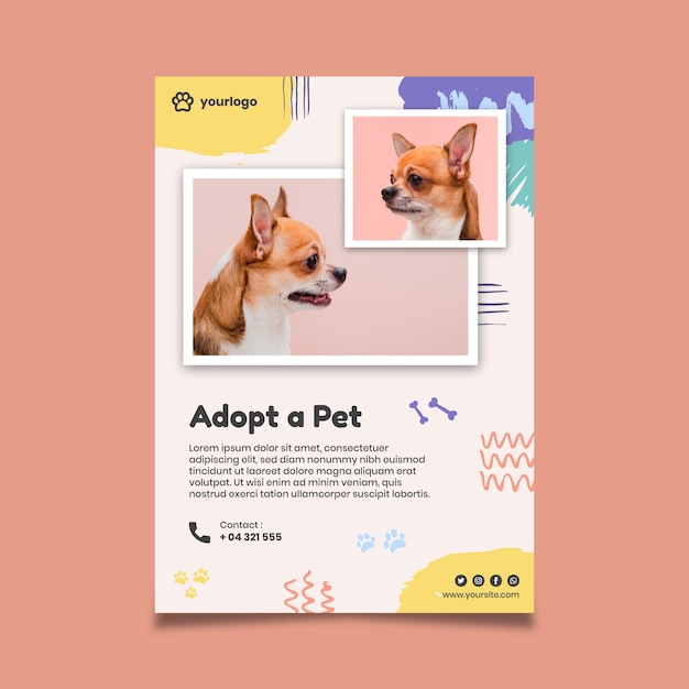 Adopt a pet poster with cute dog photo