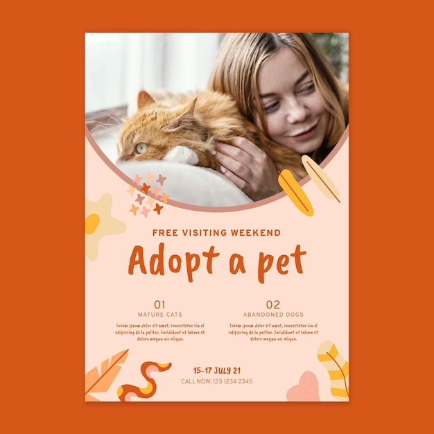 Free vector adopt a pet poster with photo