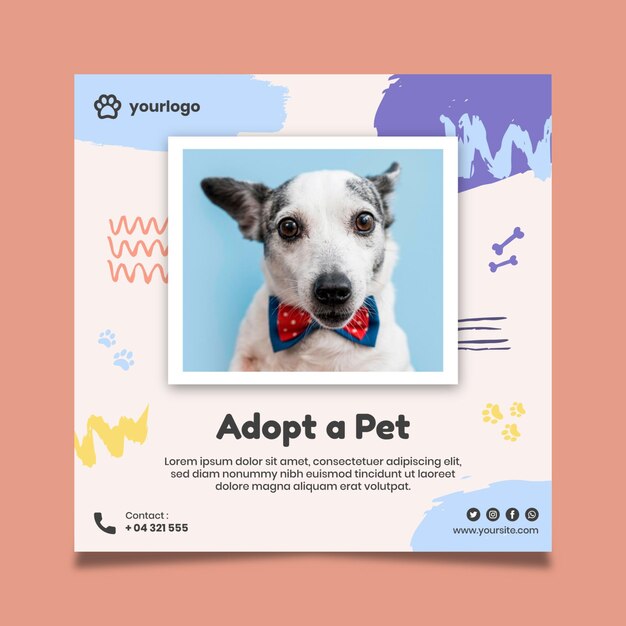 Adopt a pet squared flyer template