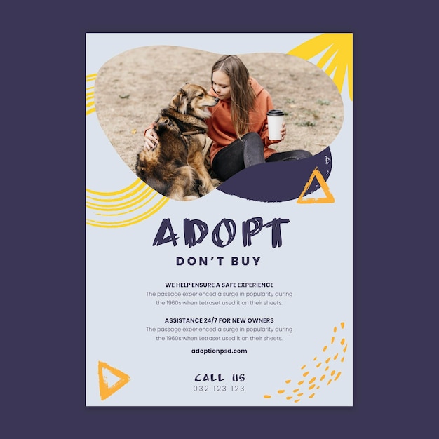 Free vector adopt a pet vertical flyer template