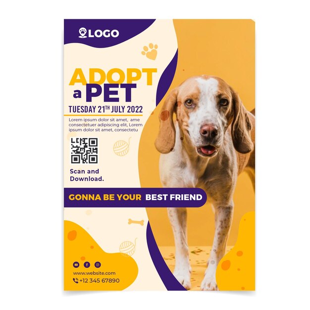 Adopt a pet vertical poster template