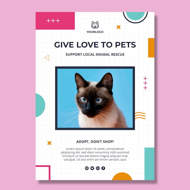 Adopt a pet vertical poster template