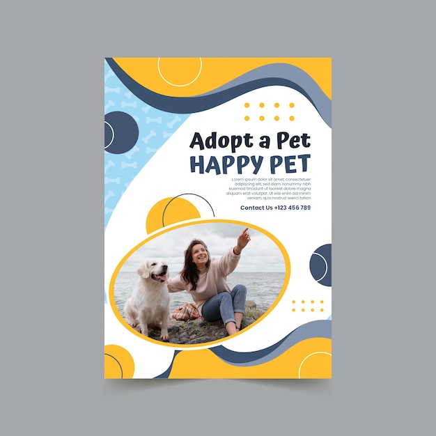 Free vector adopt a pet vertical poster template