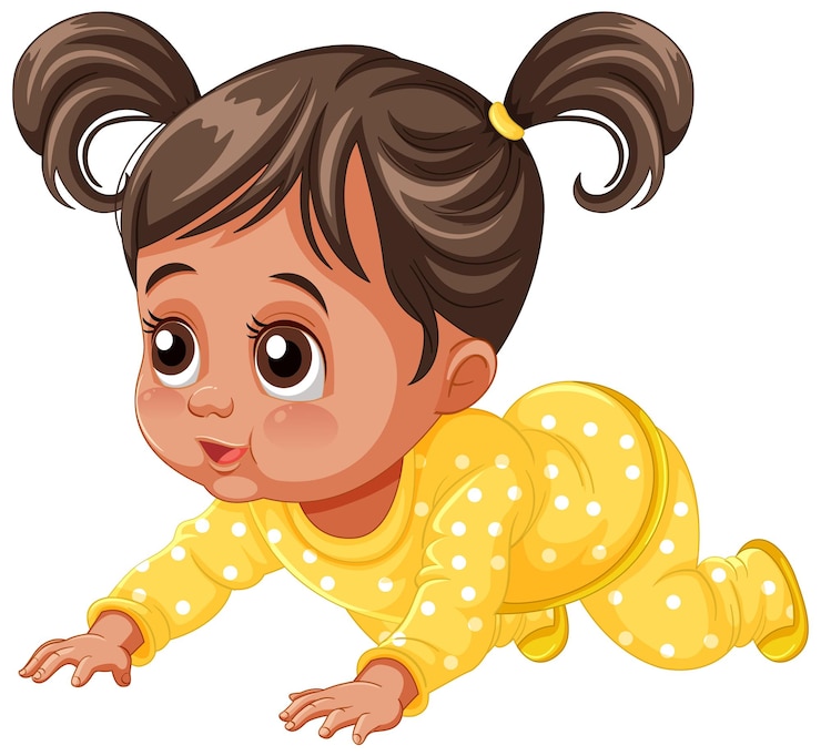 Free Vector adorable baby girl in yellow outfit