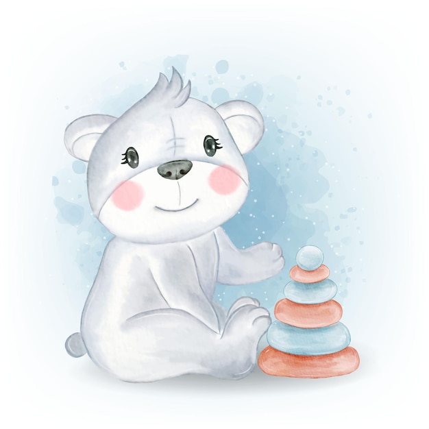 Free vector adorable baby koala playing with toys