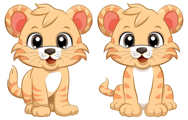 Free vector adorable baby tiger cartoon character