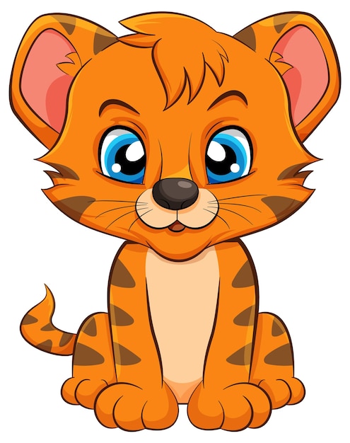 Free vector adorable baby tiger cartoon character