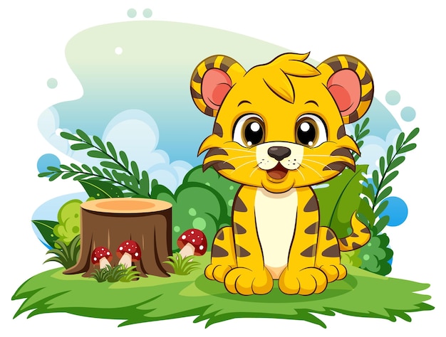 Free vector adorable baby tiger cartoon character