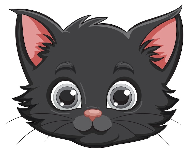 Free Vector adorable black kitten cartoon illustration