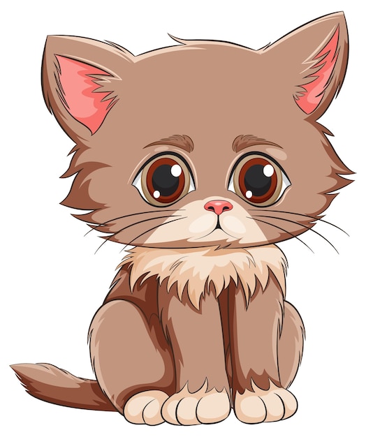 Adorable brown kitten vector illustration