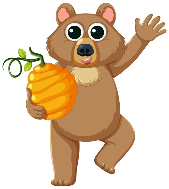 adorable cartoon bear holding a jar of honey
