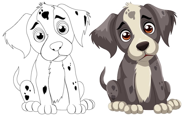 Free vector adorable cartoon dalmatian puppies