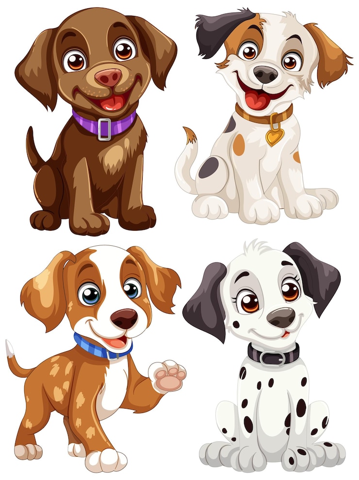 Free Vector adorable cartoon dogs collection