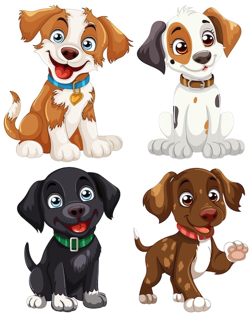 Free vector adorable cartoon puppy collection