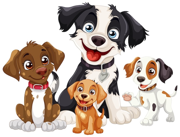 Adorable Cartoon Puppy Friends Gathering