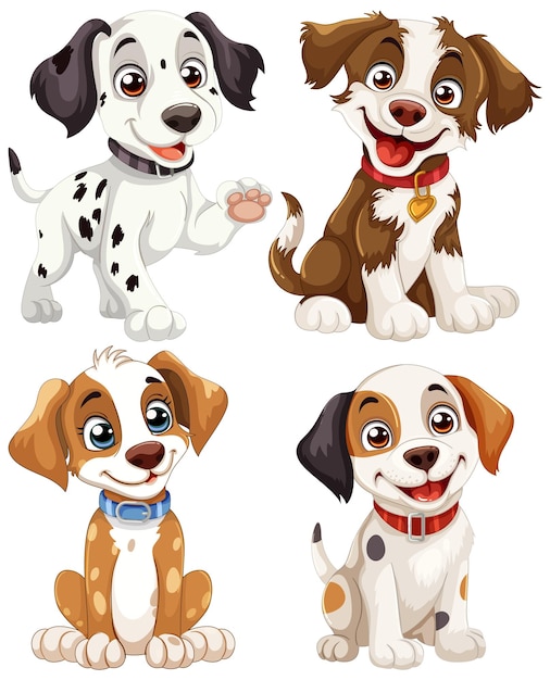 Free vector adorable cartoon puppy friends