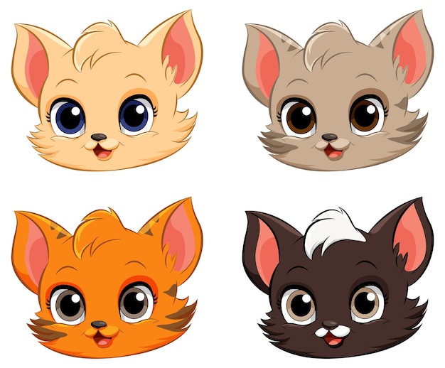 Free vector adorable cat cartoon character collection