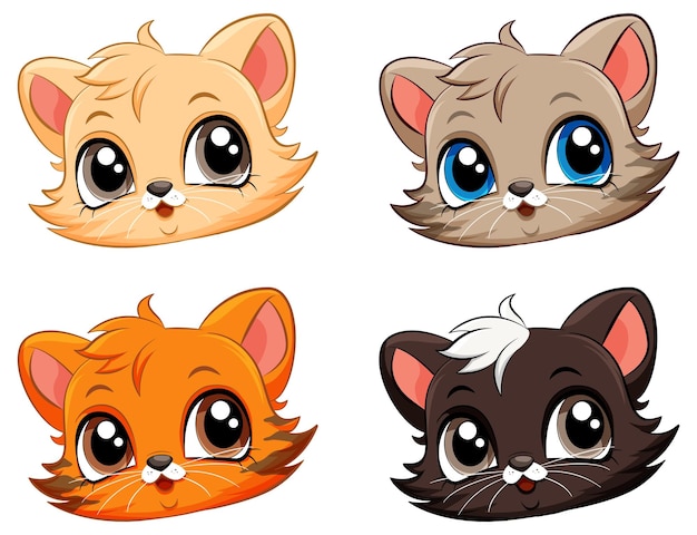 Free vector adorable cat cartoon character collection