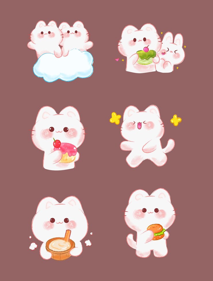 無料Vector 甘いお子を楽しむ可愛い猫のイラスト