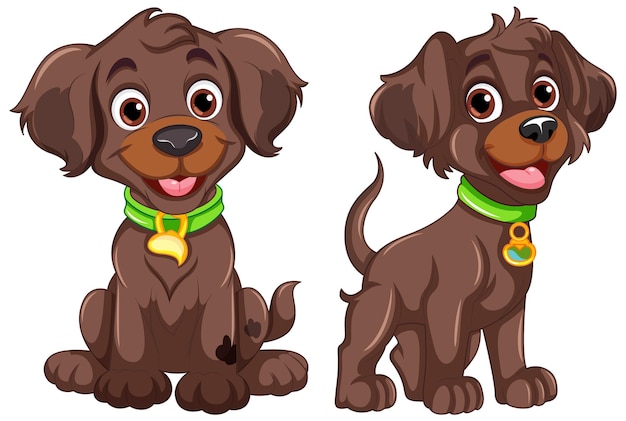 Free vector adorable dog in sitting and standing poses