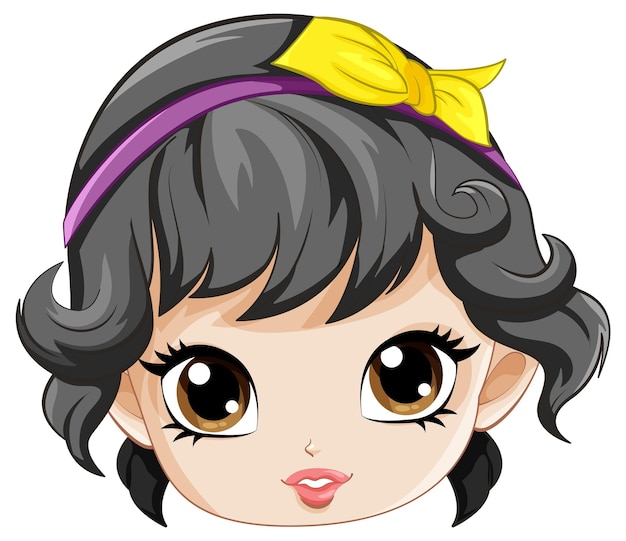 Free vector adorable girl head cartoon character