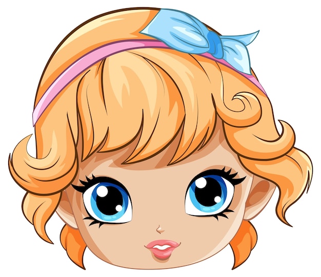 Vettore gratuito adorabile personaggio dei cartoni animati di testa di ragazza