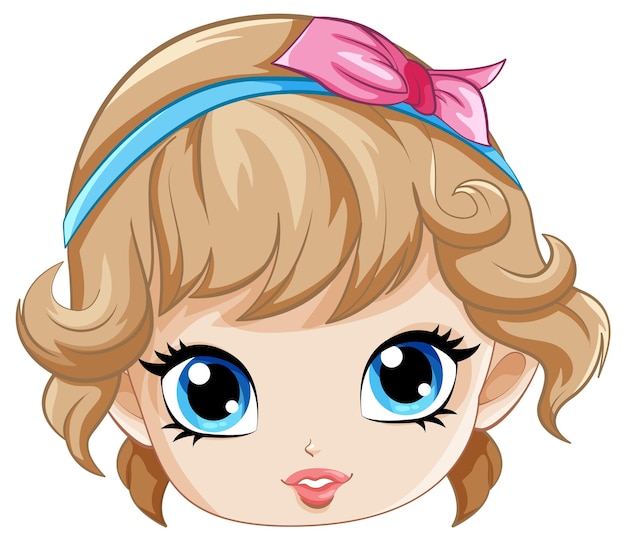 Free vector adorable girl head cartoon character