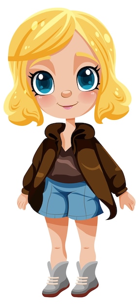 Free vector adorable girl with big eyes and blonde hair