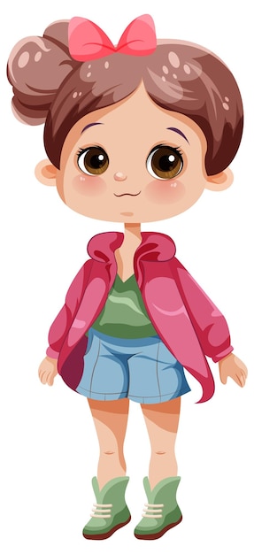 Free vector adorable girl with big eyes cartoon character