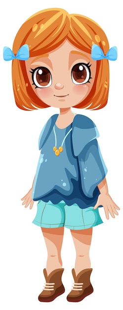 Free vector adorable girl with big eyes and orange hair