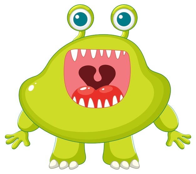 Free vector adorable green alien monsters with big eyes