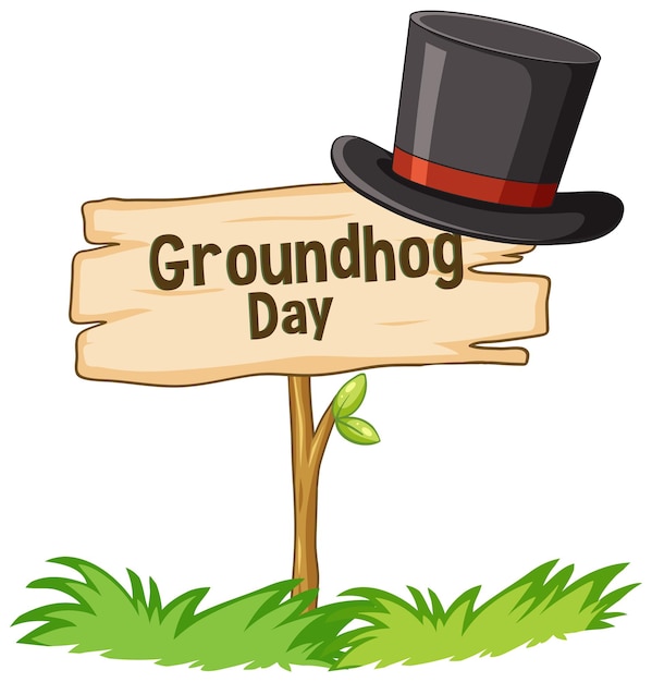 Free vector adorable groundhog cartoon celebrating groundhog day