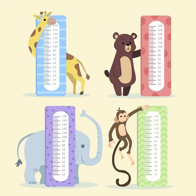 Free vector adorable height meter collection