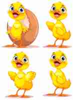 Vettore gratuito adorabile collezione di personaggi little duck