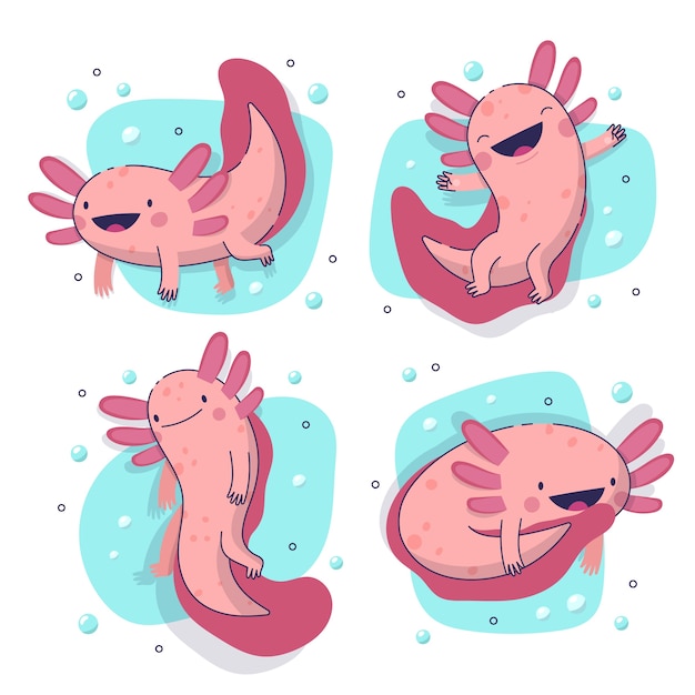 Free vector adorable marine ajolote collection