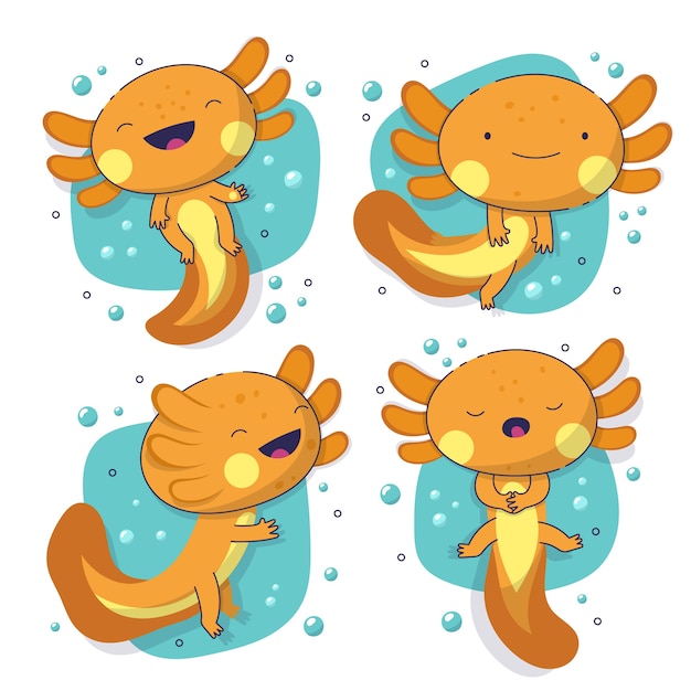 Free vector adorable marine ajolote collection