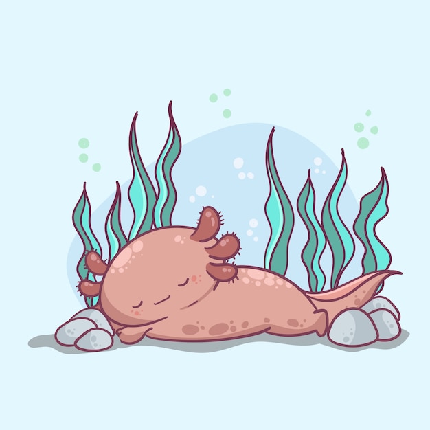 Free vector adorable marine ajolote illustration