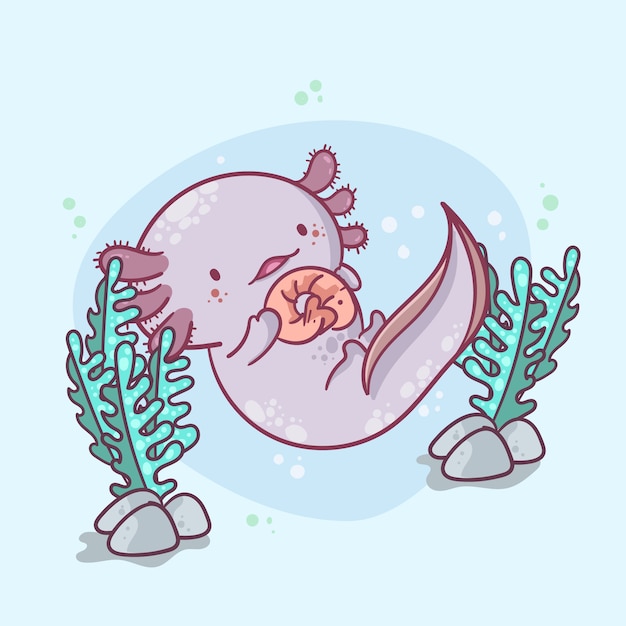 Free vector adorable marine ajolote illustration