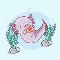 Free vector adorable marine ajolote illustration