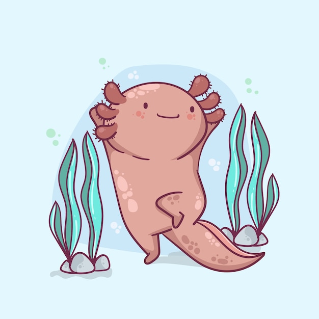 Free vector adorable marine ajolote illustration