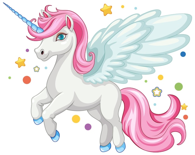 Free vector adorable pink unicorn with stars