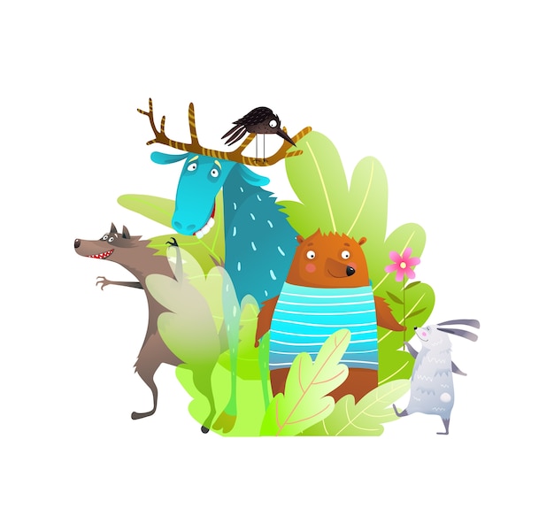 Premium Vector Adorable Portrait Of Woodland Baby Animals Composition Funny Silly Faces Cartoon Hare Bear Wolf And Moose Friends Premium Vector Adorable Portrait Of Woodland Baby Animals Composition Funny Silly Faces Cartoon Hare Bear Wolf And Moose Friends