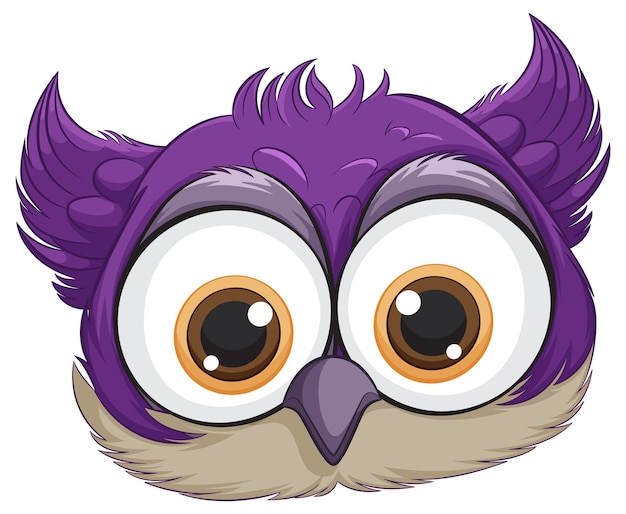 Adorable purple cartoon owl face